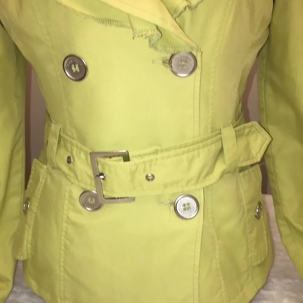 NWOT WOMENS JOUJOU DOUBLE BREASTED VNECK TRENCH COAT SIZE MEDIUM - Picture 4 of 11